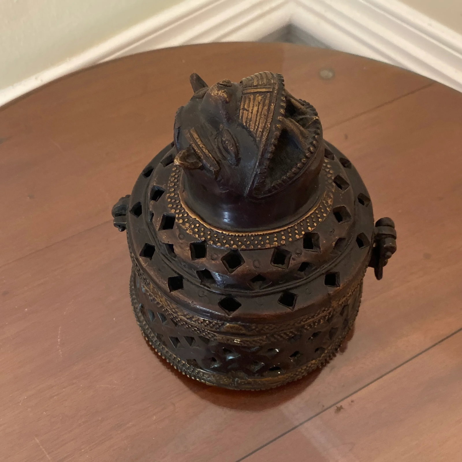 1970s Vintage Asian Bronze Incense Burner/Trinket Box - 2