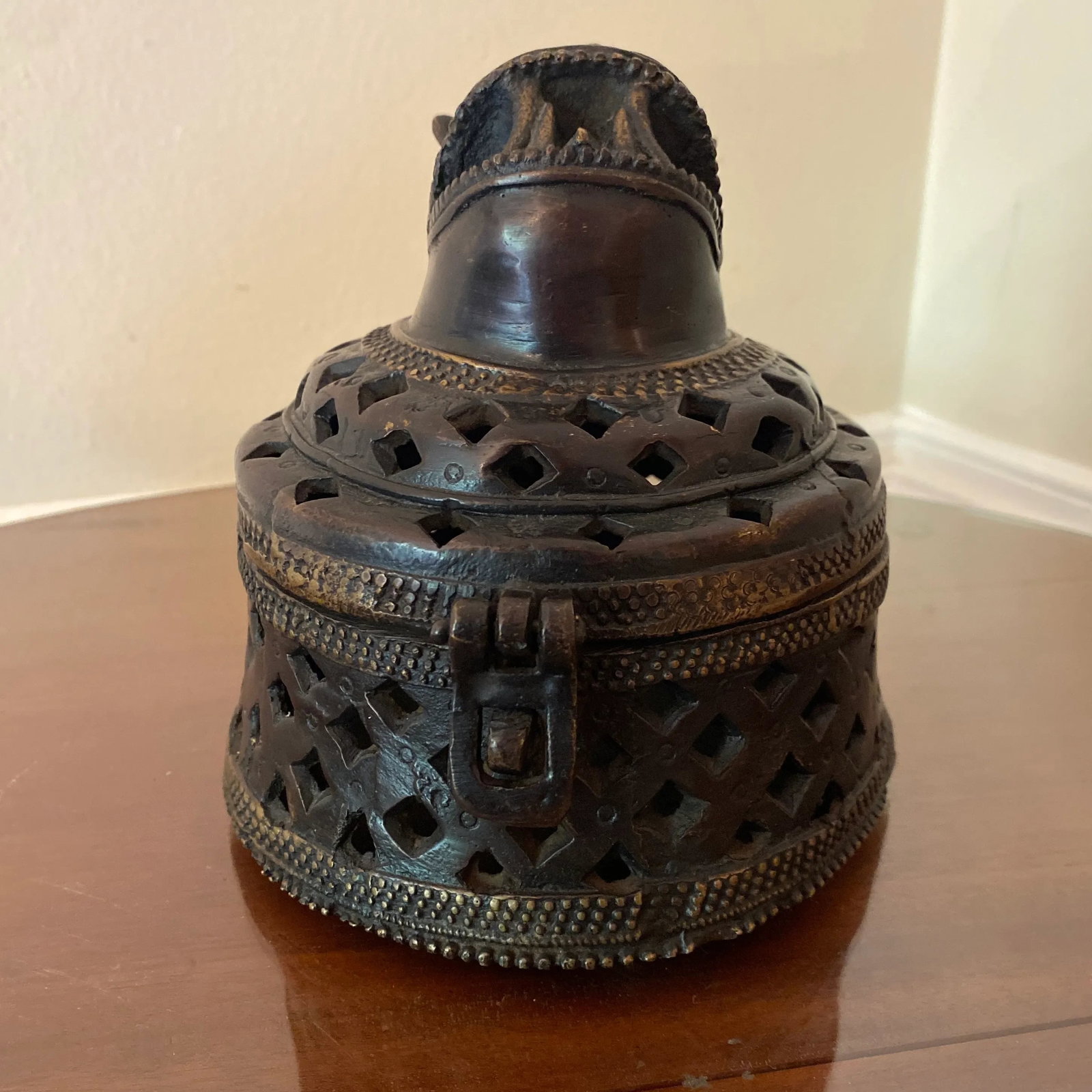 1970s Vintage Asian Bronze Incense Burner/Trinket Box - 3