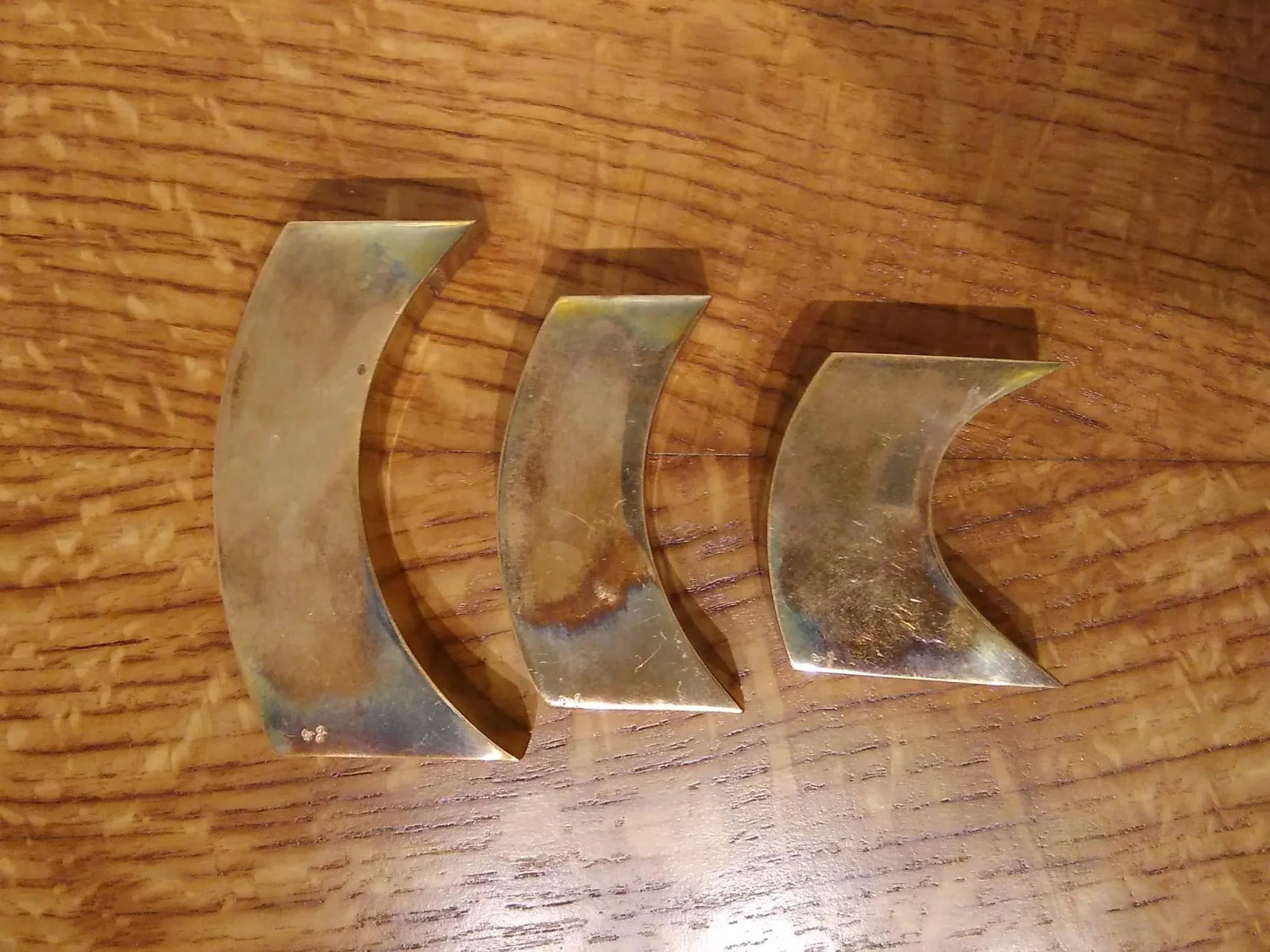 Signed Suite of Three Solid Patinated Bronze Candle Holders, France, 1970s - 6