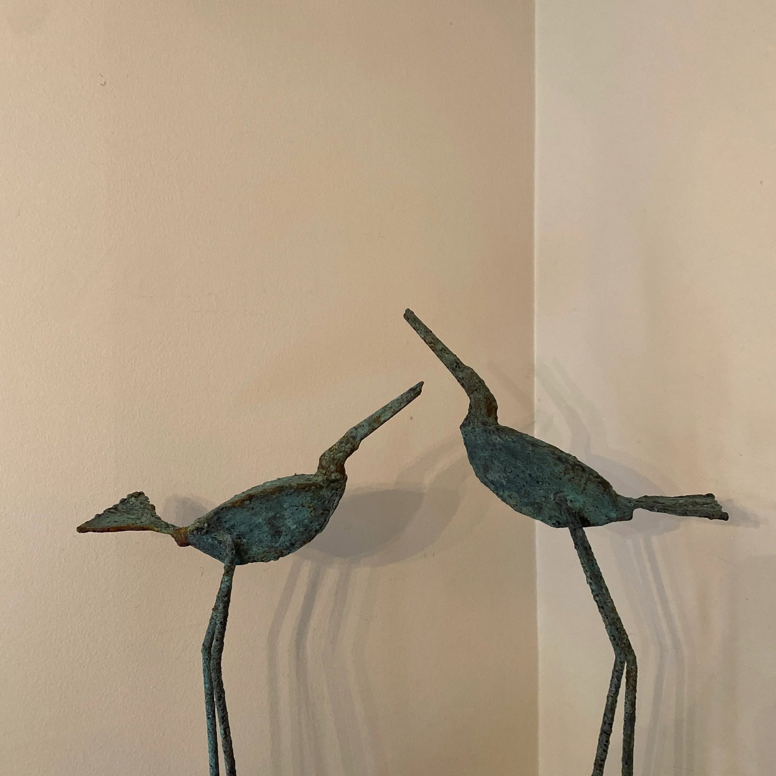 Early 21st Century Bronze Artist Made Brutalist Style Large Bird Sculpture- a Pair - 2