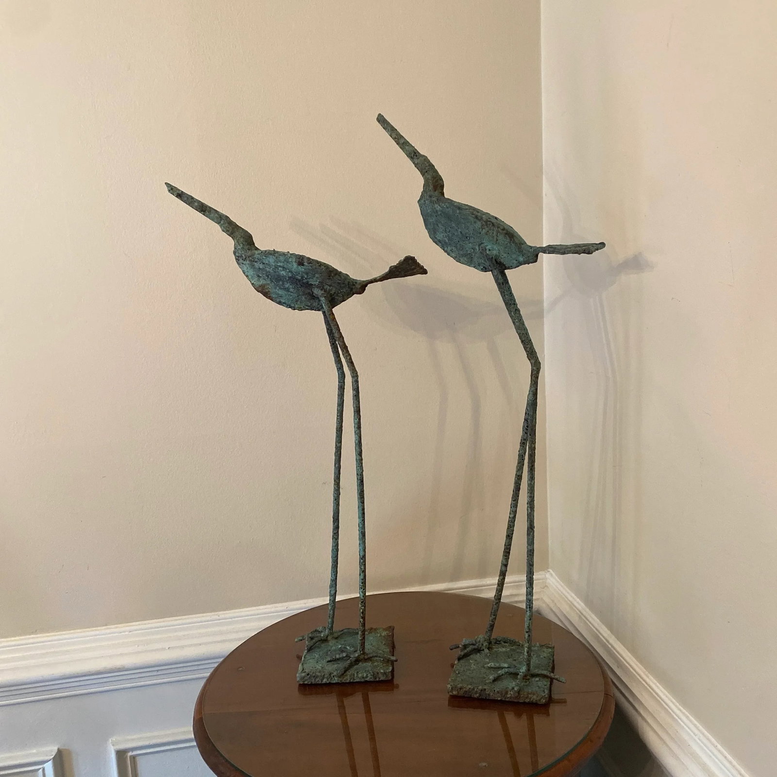 Early 21st Century Bronze Artist Made Brutalist Style Large Bird Sculpture- a Pair - 5