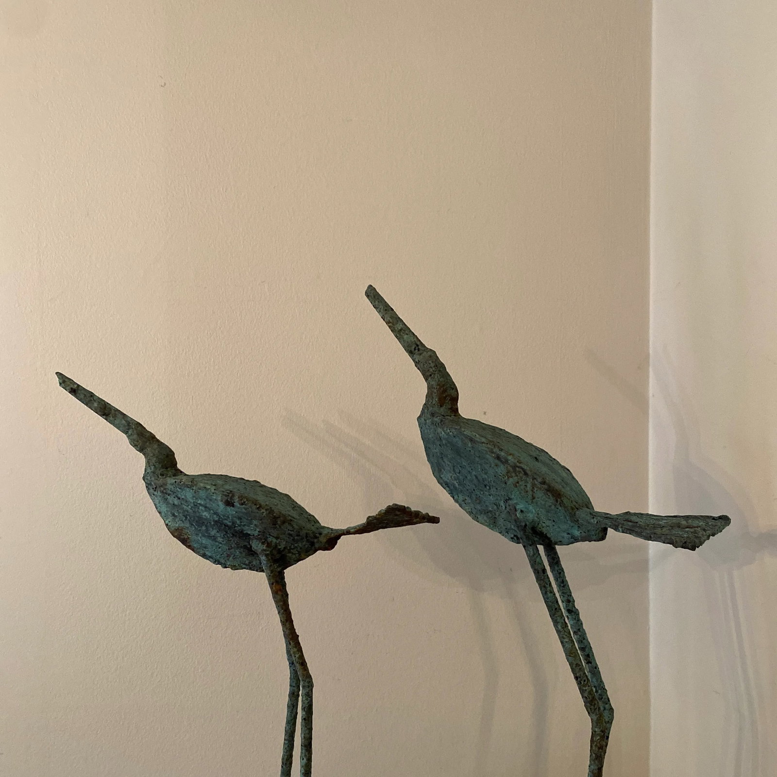 Early 21st Century Bronze Artist Made Brutalist Style Large Bird Sculpture- a Pair - 6