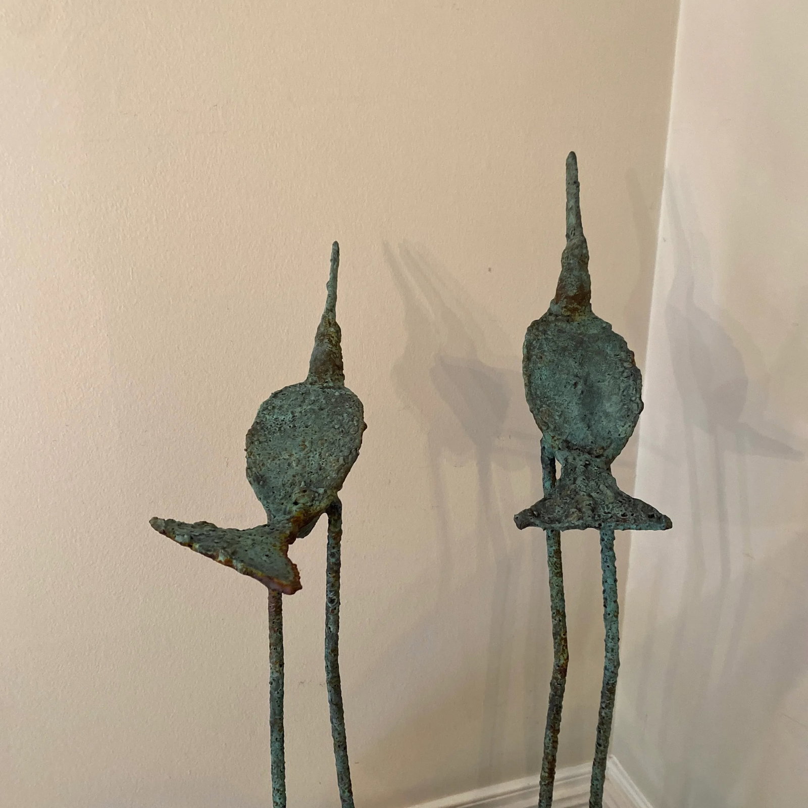 Early 21st Century Bronze Artist Made Brutalist Style Large Bird Sculpture- a Pair - 7