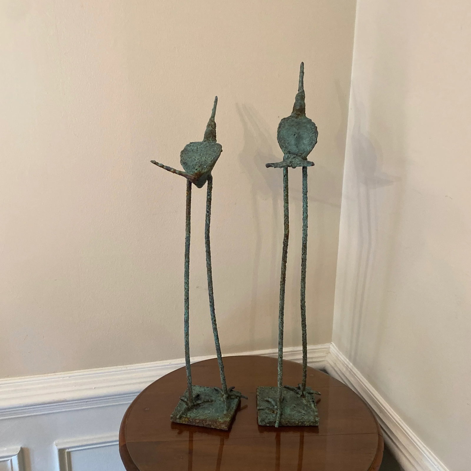 Early 21st Century Bronze Artist Made Brutalist Style Large Bird Sculpture- a Pair - 8