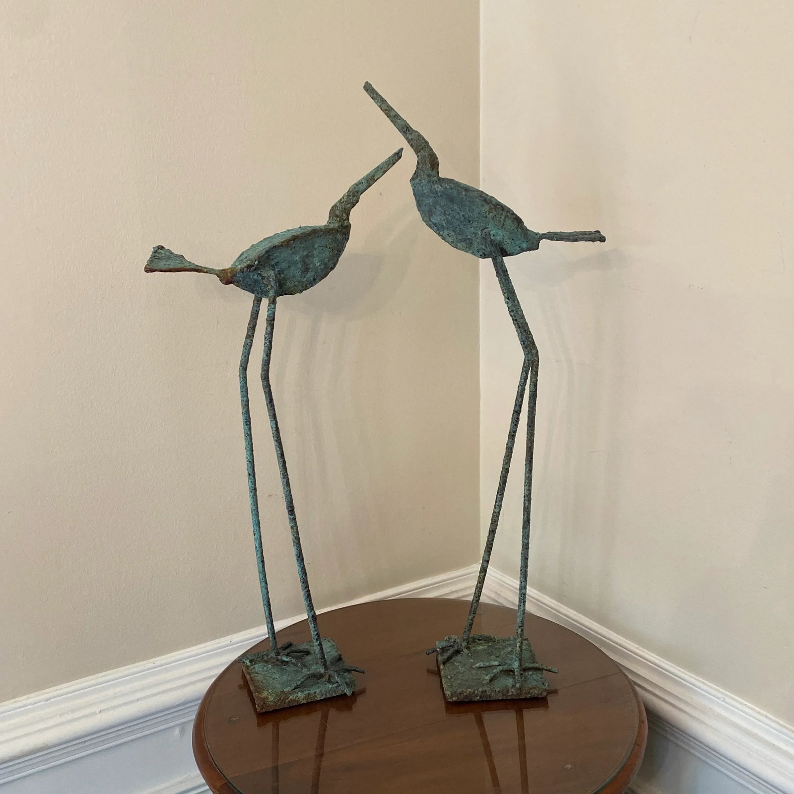 Early 21st Century Bronze Artist Made Brutalist Style Large Bird Sculpture- a Pair - 9