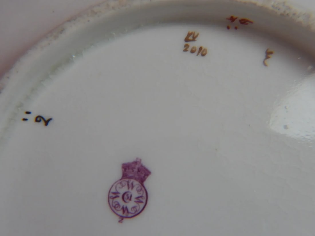 Antique Royal Worcester England Chinoiserie Floral Bisque Biscuit Jar Underplate 1888 - 8