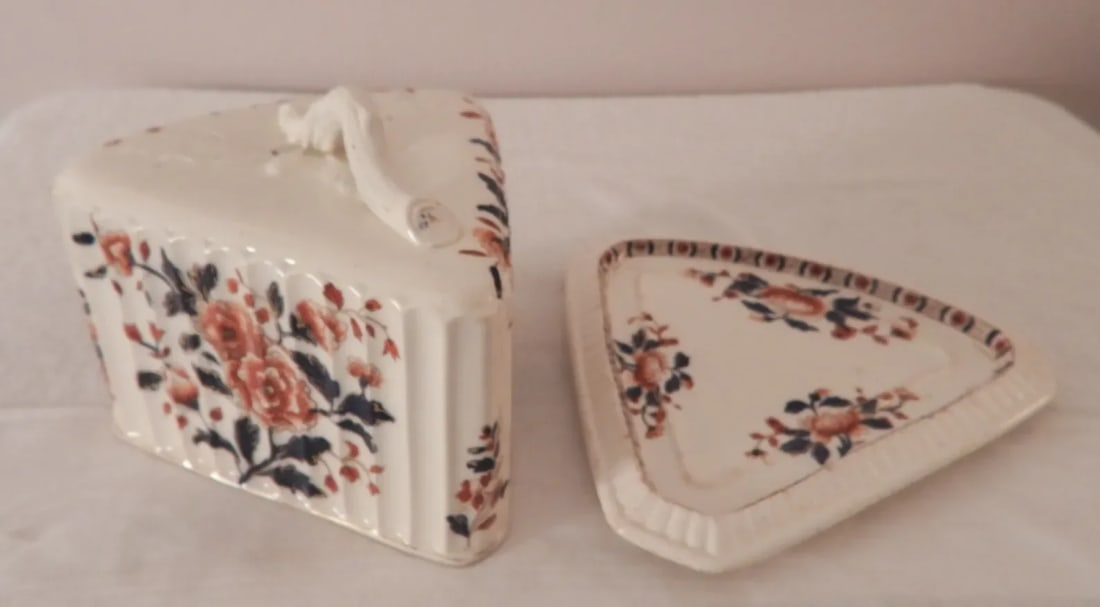 Victorian 1890 English Earthenware Forest Floral Cheese Butter Keeper - 4
