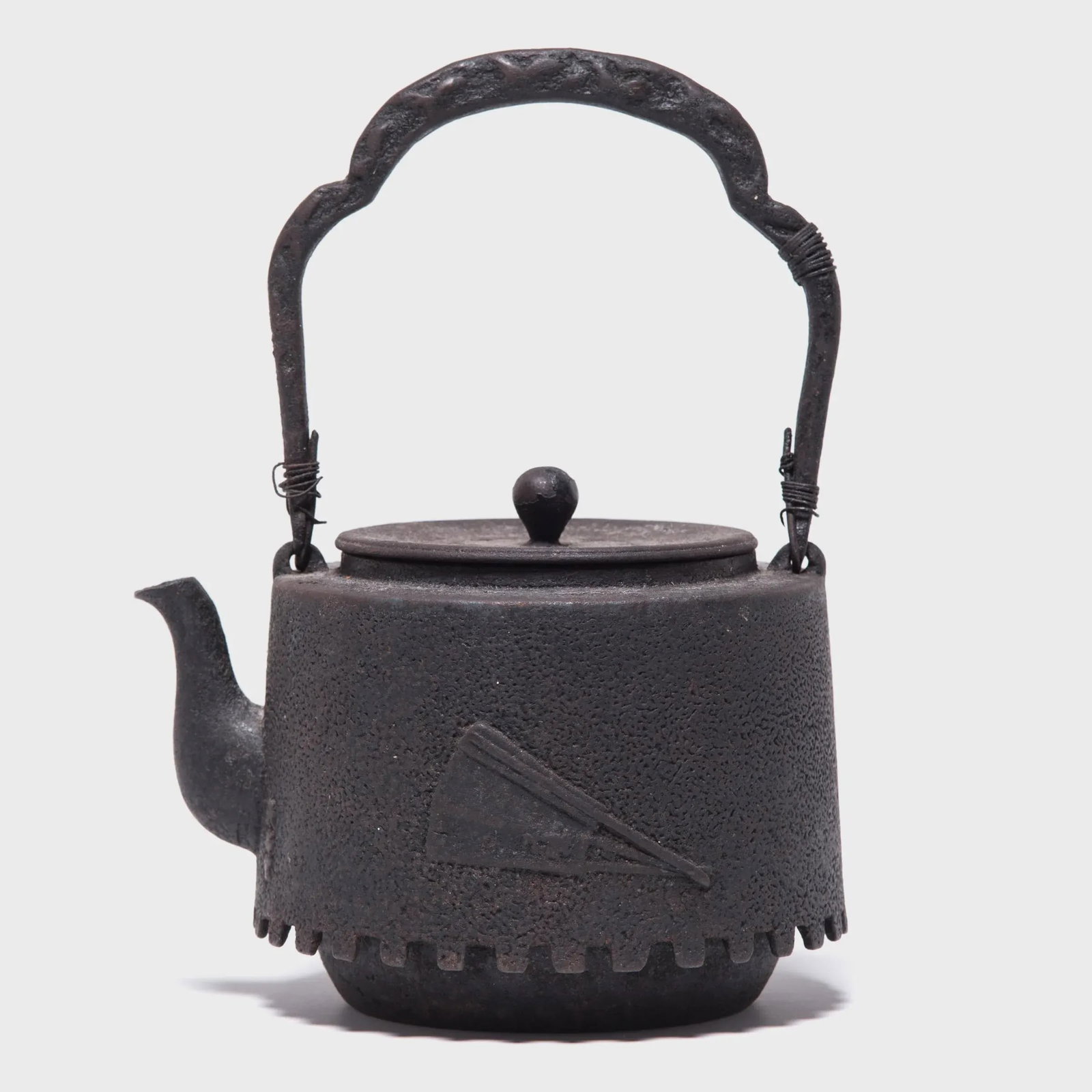 Fanning the Fire Antique Japanese Iron Teapot, C. 1920s - 4