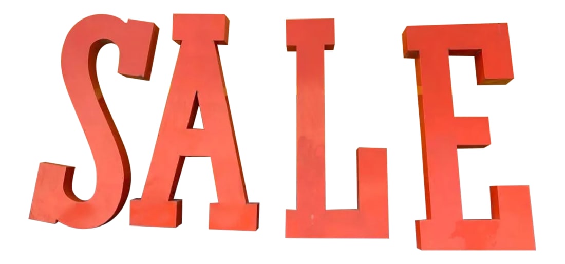 Vintage Metal Porcelain Sign Letters " Sale" or " Ales": Large Vintage Metal Sign Letters "SALE" painted in red porcelain enamel. Very rare piece. I have not seen this size any where. All four letters will be old as one item. Condition: Alterations: Origina