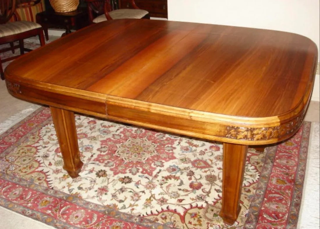 French Art Nouveau Walnut Dining Table - 5