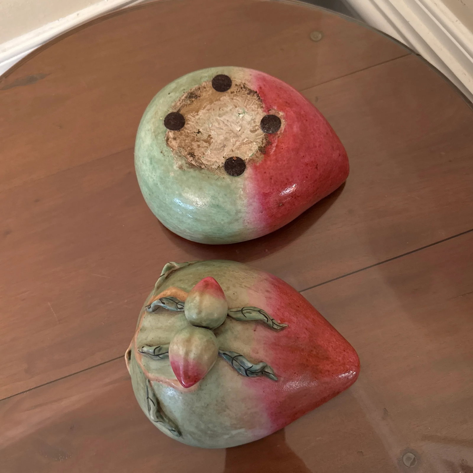Antique 19th Century Chinese Export Porcelain Altar Temple Fruit Offering Box Mango - 5
