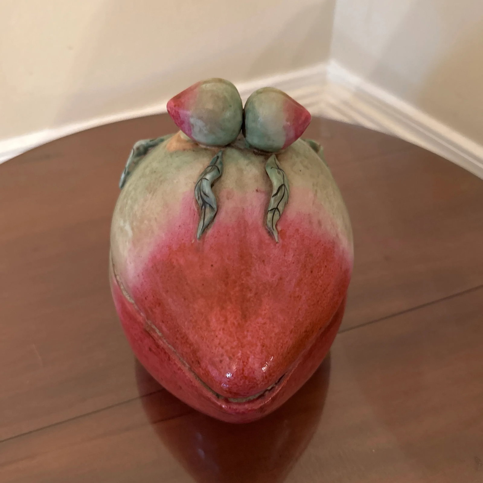 Antique 19th Century Chinese Export Porcelain Altar Temple Fruit Offering Box Mango - 8