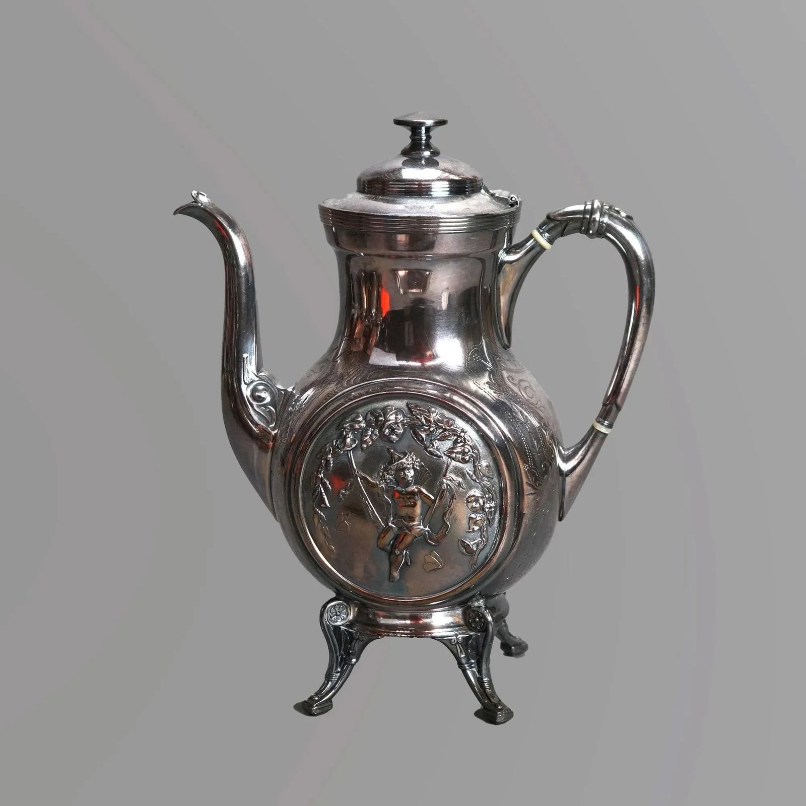 Antique 5 Piece Bailey & Brainard Egyptian Revival Silver Plate Tea Set Circa 1890 - 8