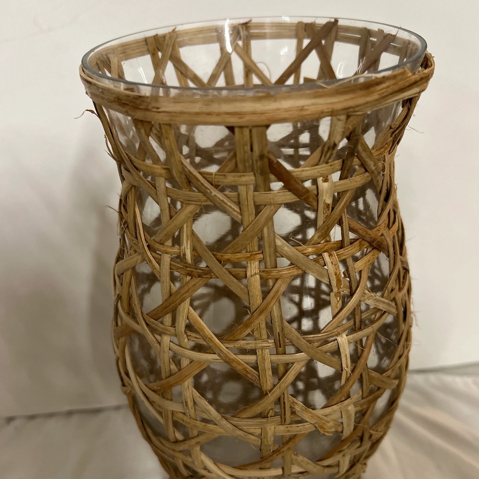 Cane and Glass Hurricane Globe Candleholder Covers - a Pair - 4