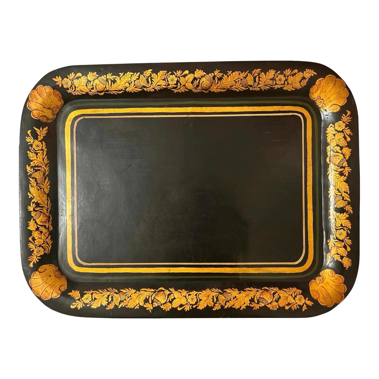 Large Early 19th Century Black Tole Tray (1 of 8)