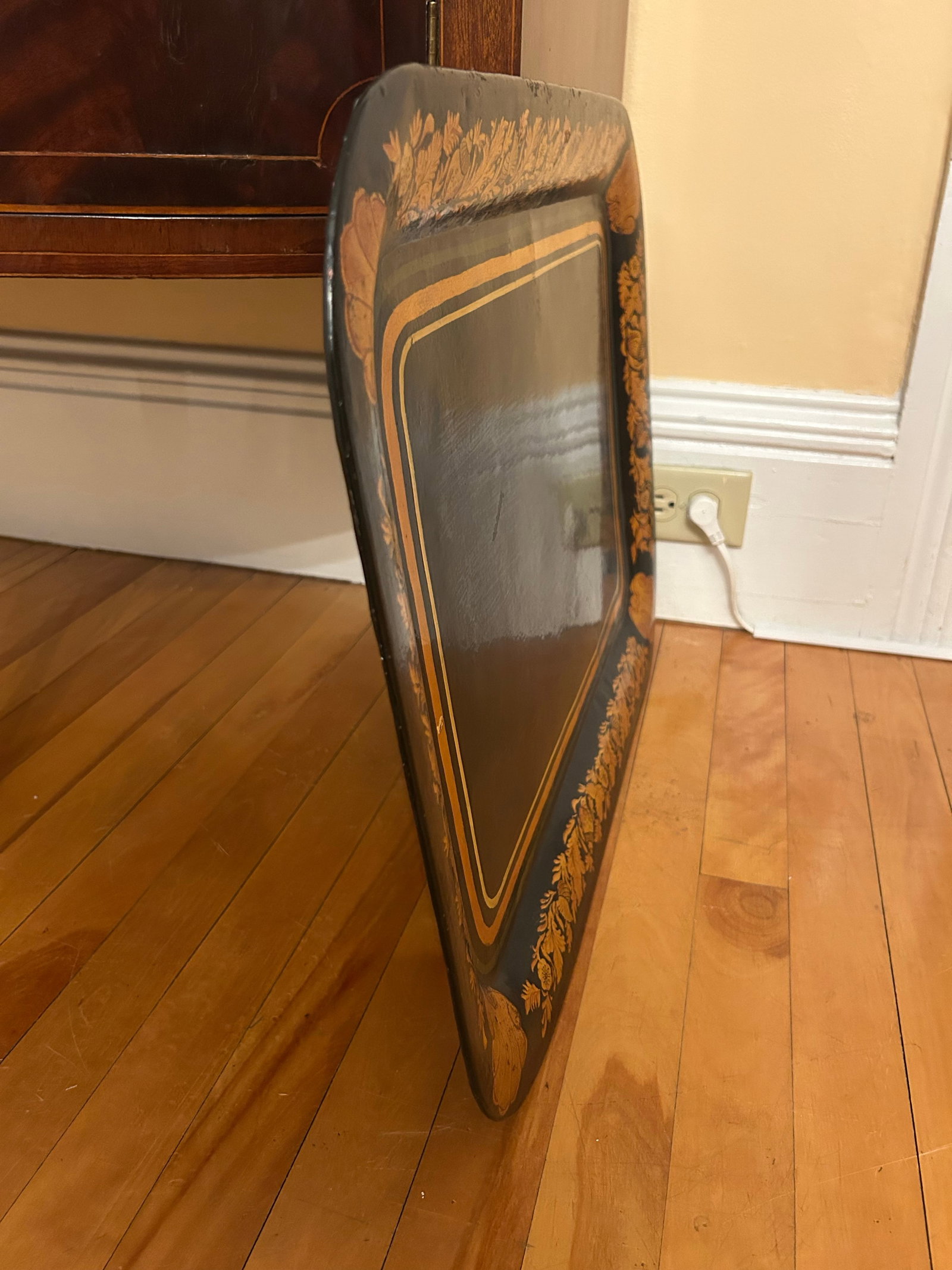 Large Early 19th Century Black Tole Tray - 3
