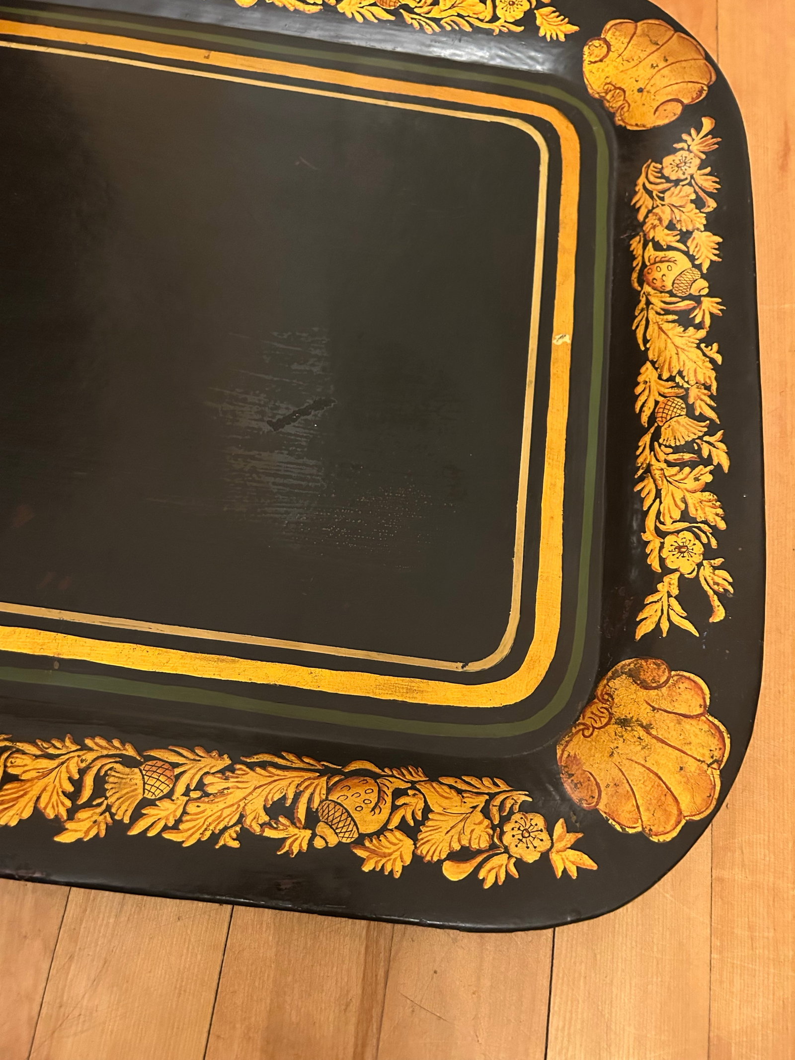 Large Early 19th Century Black Tole Tray - 5