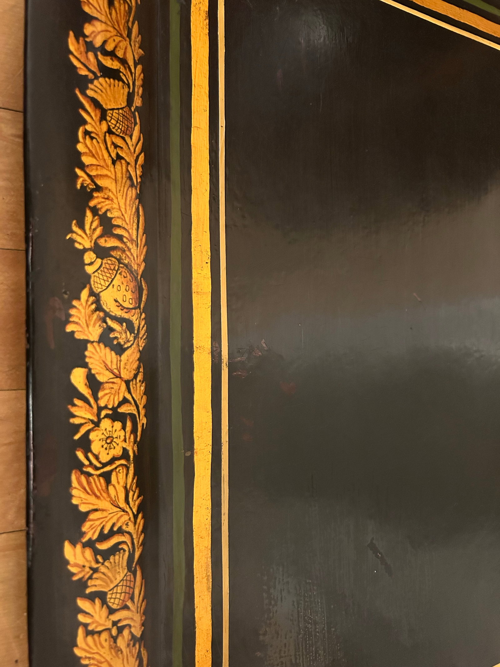 Large Early 19th Century Black Tole Tray - 6