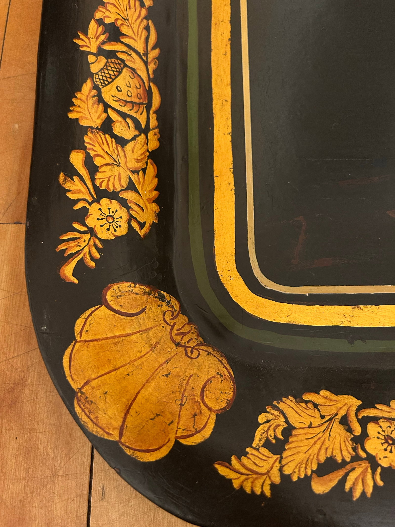 Large Early 19th Century Black Tole Tray - 7
