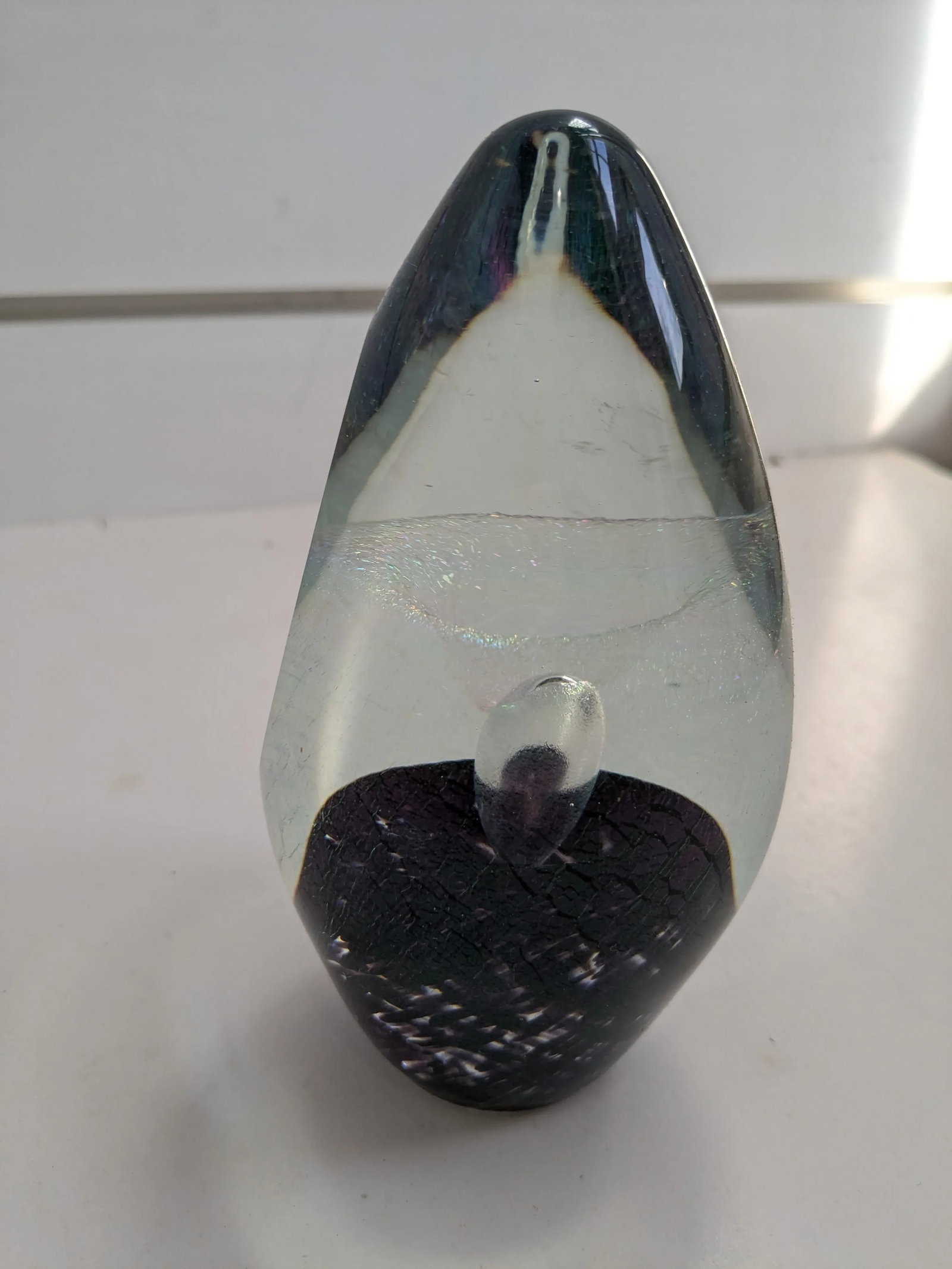 Signed Robert Eickholt Iridescent Handblown Art Glass Paperweight – 6" - 4