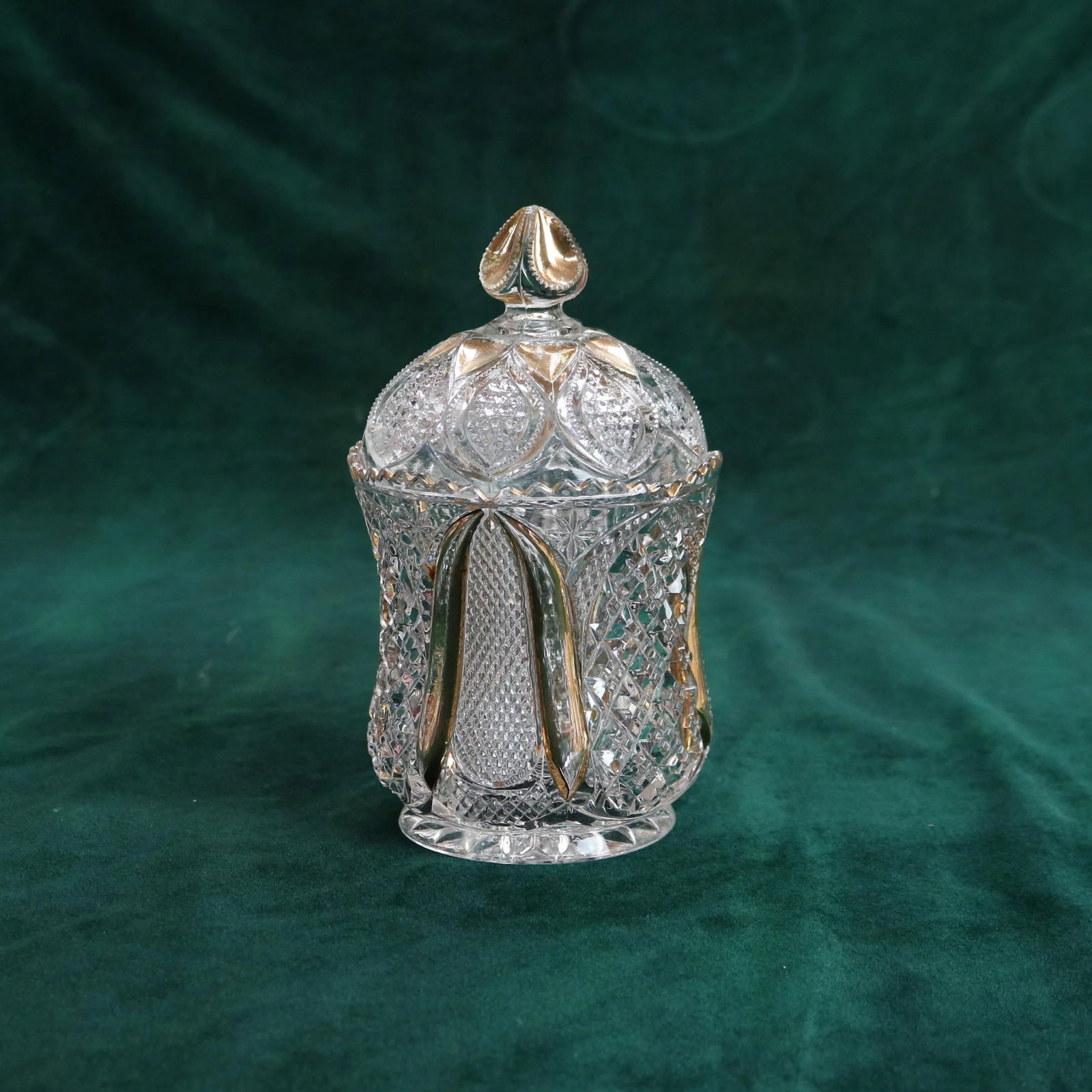 Circa 1930 Antique Gold Flashed Pressed Glass Dinner Set- 10 Pieces - 4