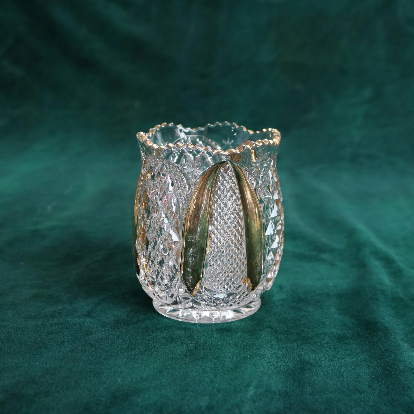 Circa 1930 Antique Gold Flashed Pressed Glass Dinner Set- 10 Pieces - 8