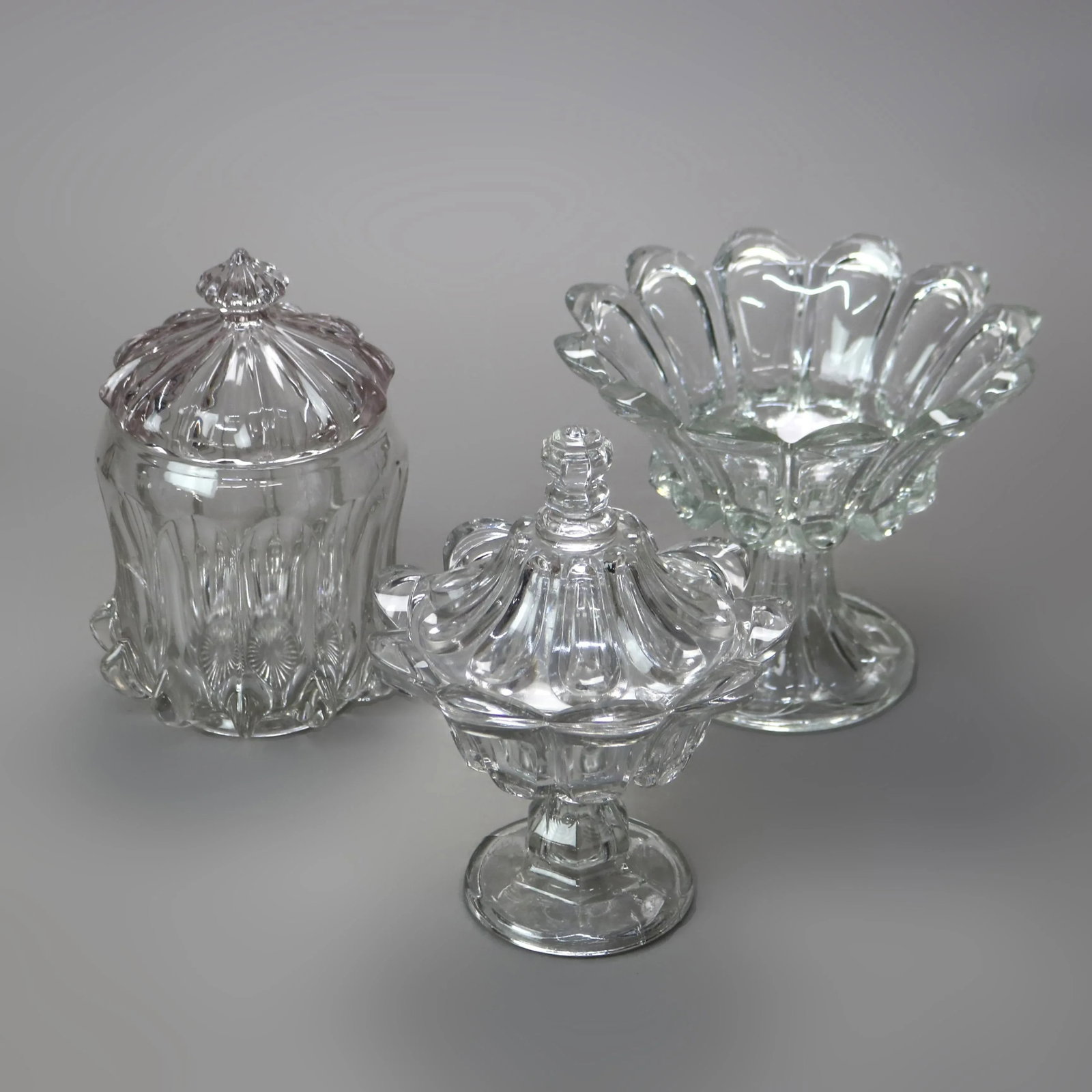 19th Century Antique Pressed Glass Pieces- 3 Pieces - 3