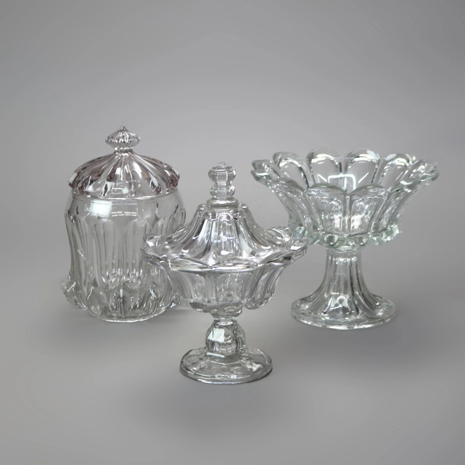19th Century Antique Pressed Glass Pieces- 3 Pieces - 4