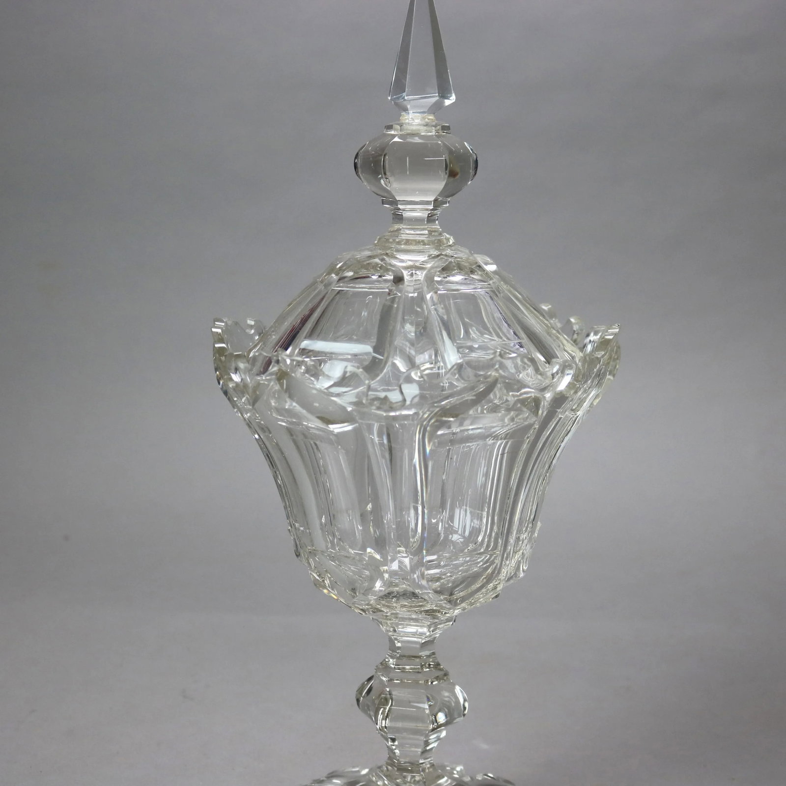 Antique Emhart Cut Glass Lidded Compote Circa 1840 - 4