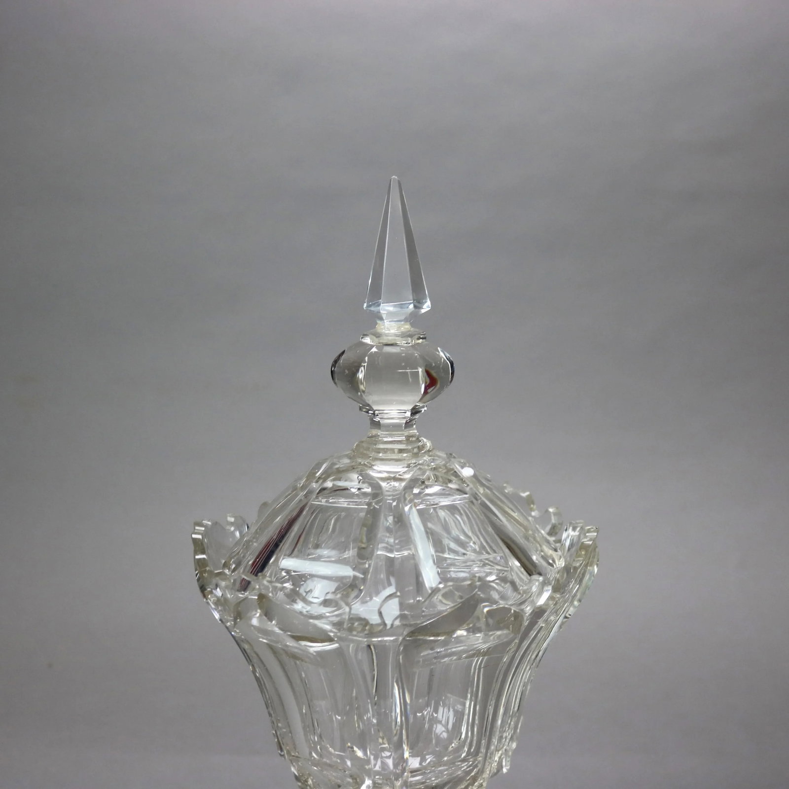 Antique Emhart Cut Glass Lidded Compote Circa 1840 - 5