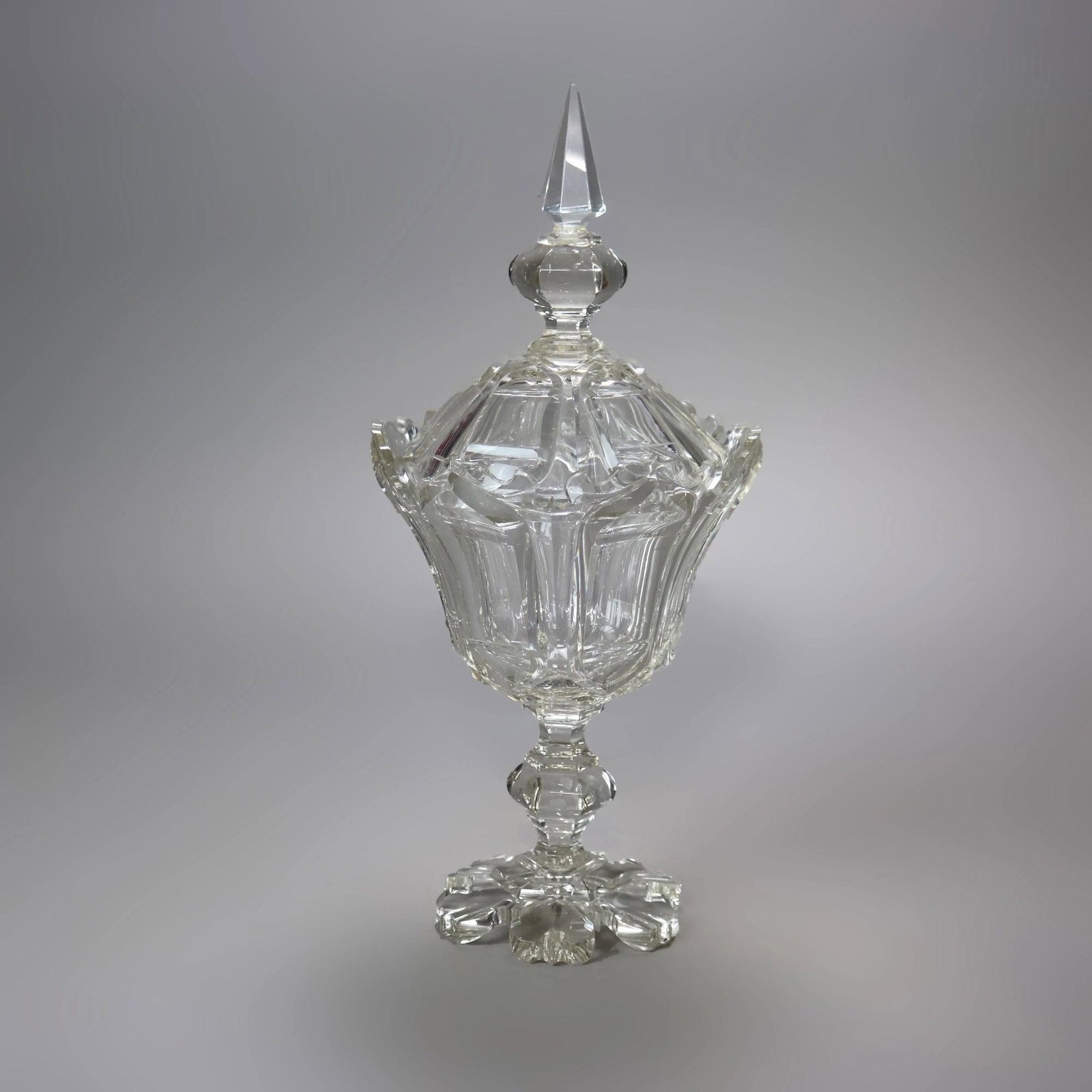 Antique Emhart Cut Glass Lidded Compote Circa 1840 - 6