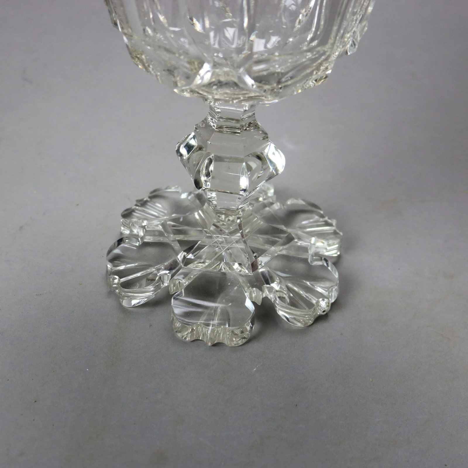 Antique Emhart Cut Glass Lidded Compote Circa 1840 - 7