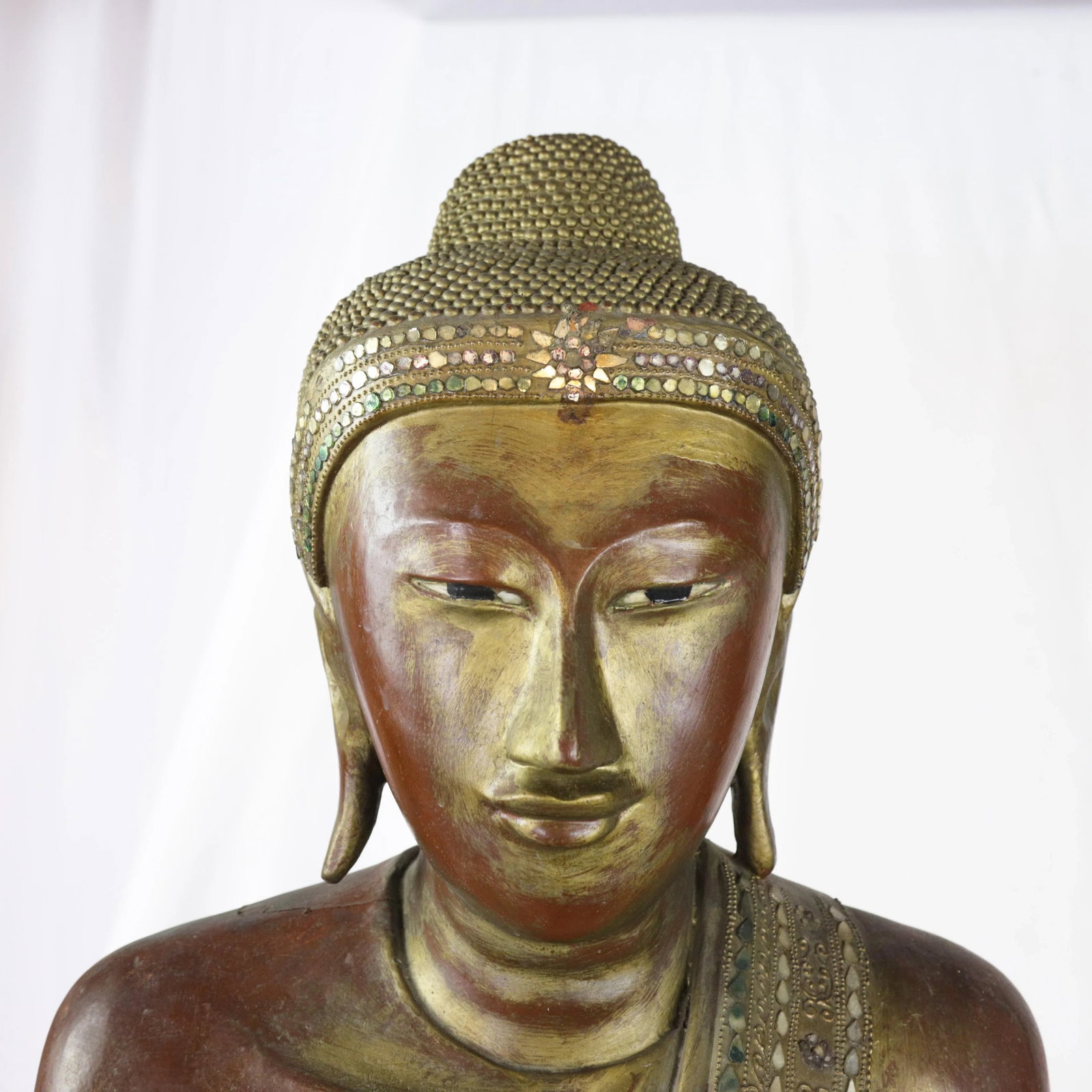 20th Century Thai Burmese Mandalay Style Standing Wooden Buddha Statue on Black Base - 5