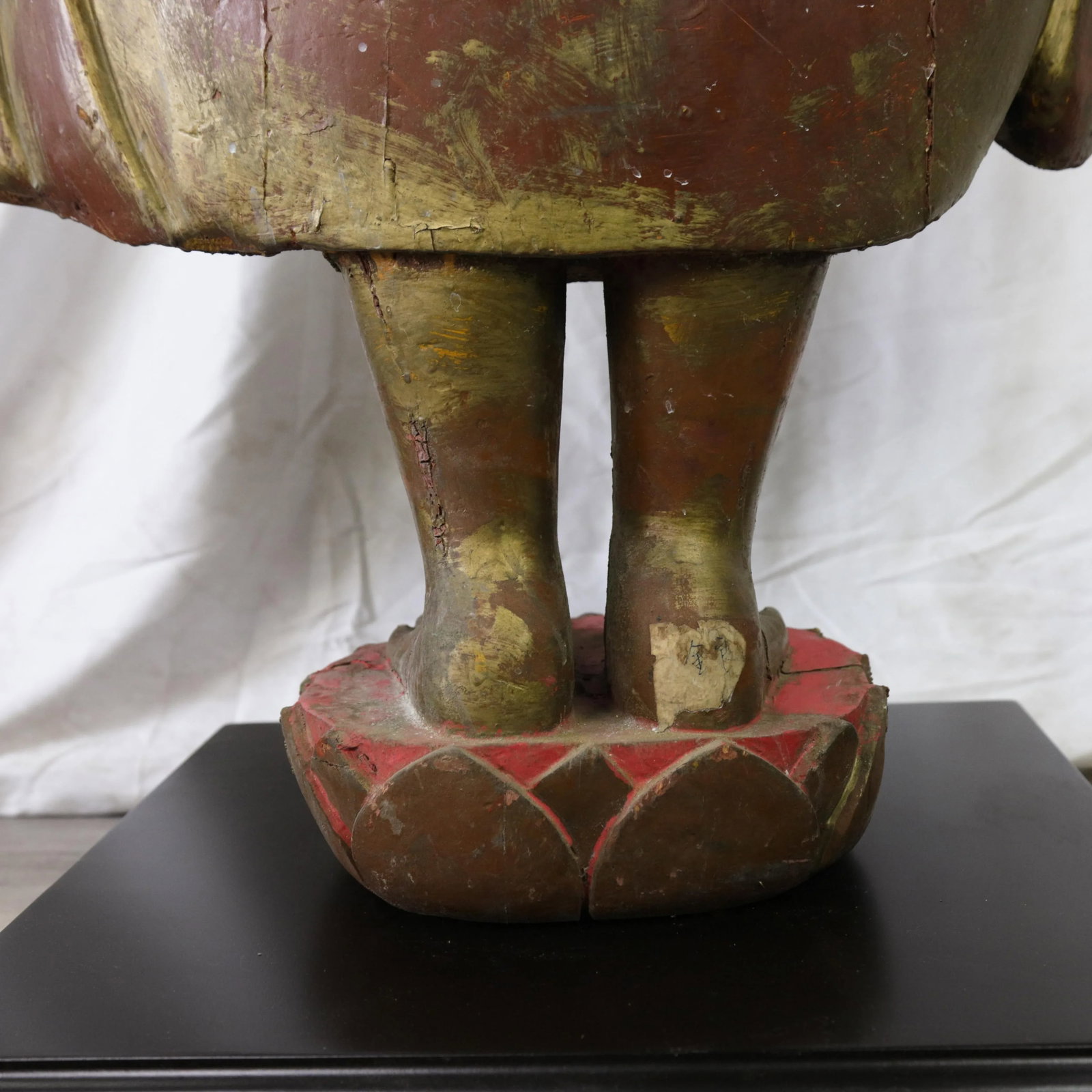 20th Century Thai Burmese Mandalay Style Standing Wooden Buddha Statue on Black Base - 8