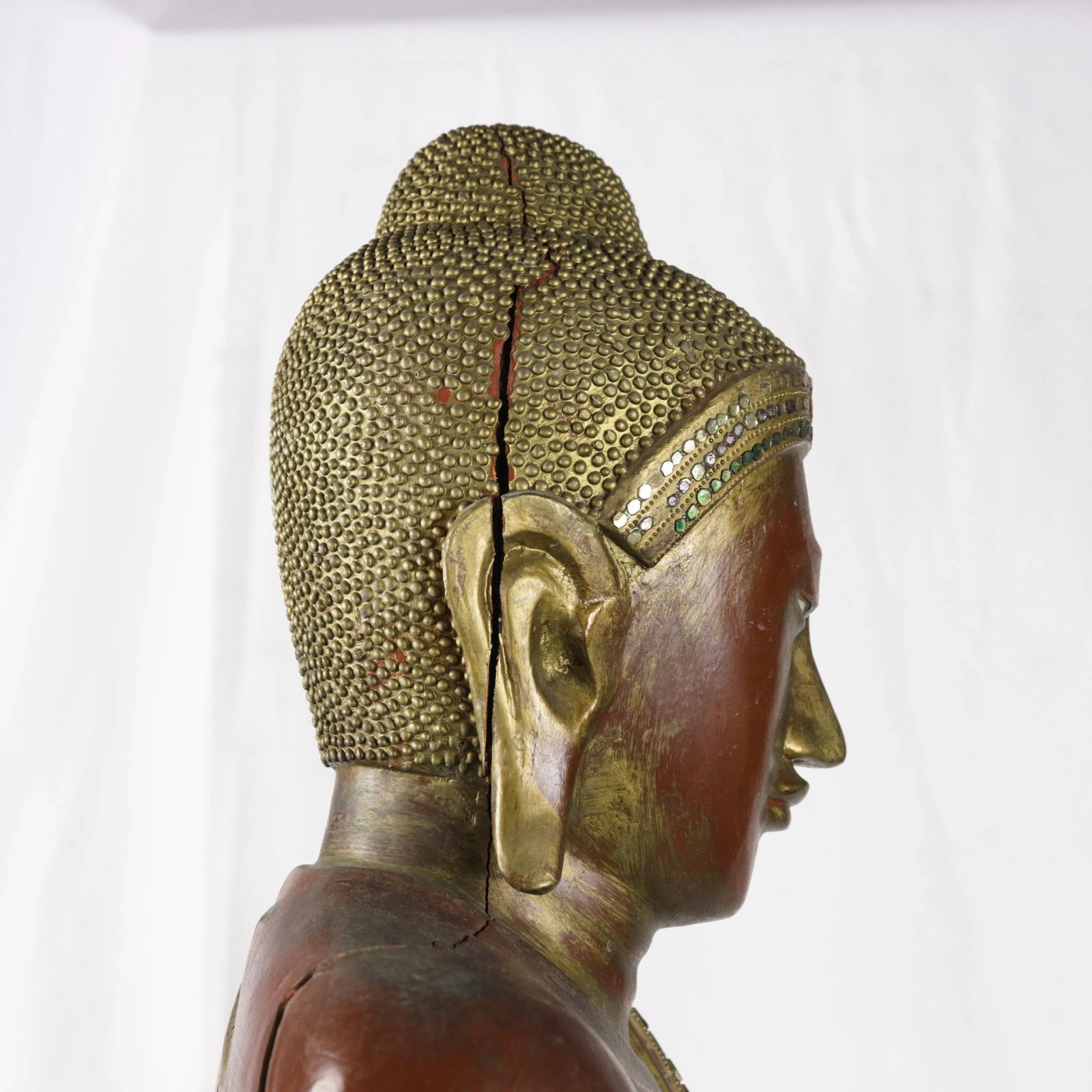 20th Century Thai Burmese Mandalay Style Standing Wooden Buddha Statue on Black Base - 9