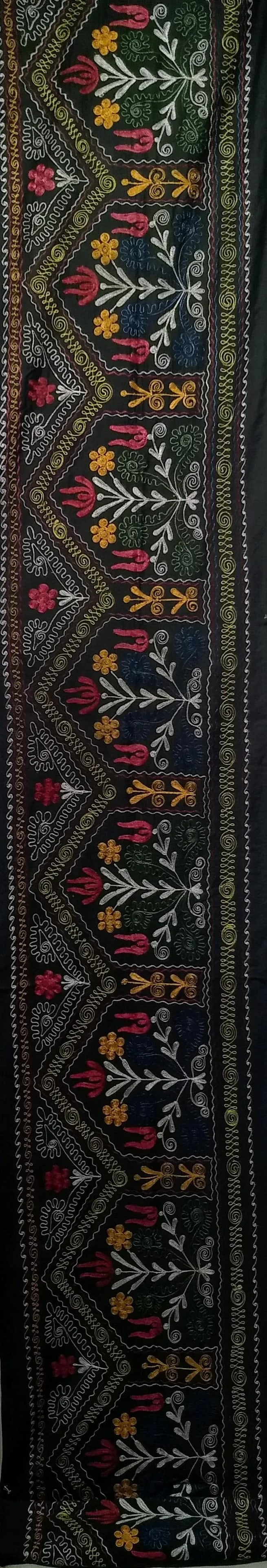 Vintage Suzani Embroidery Wall Hanging Art or Table Runner 1' 11" X 12' 9" - 2