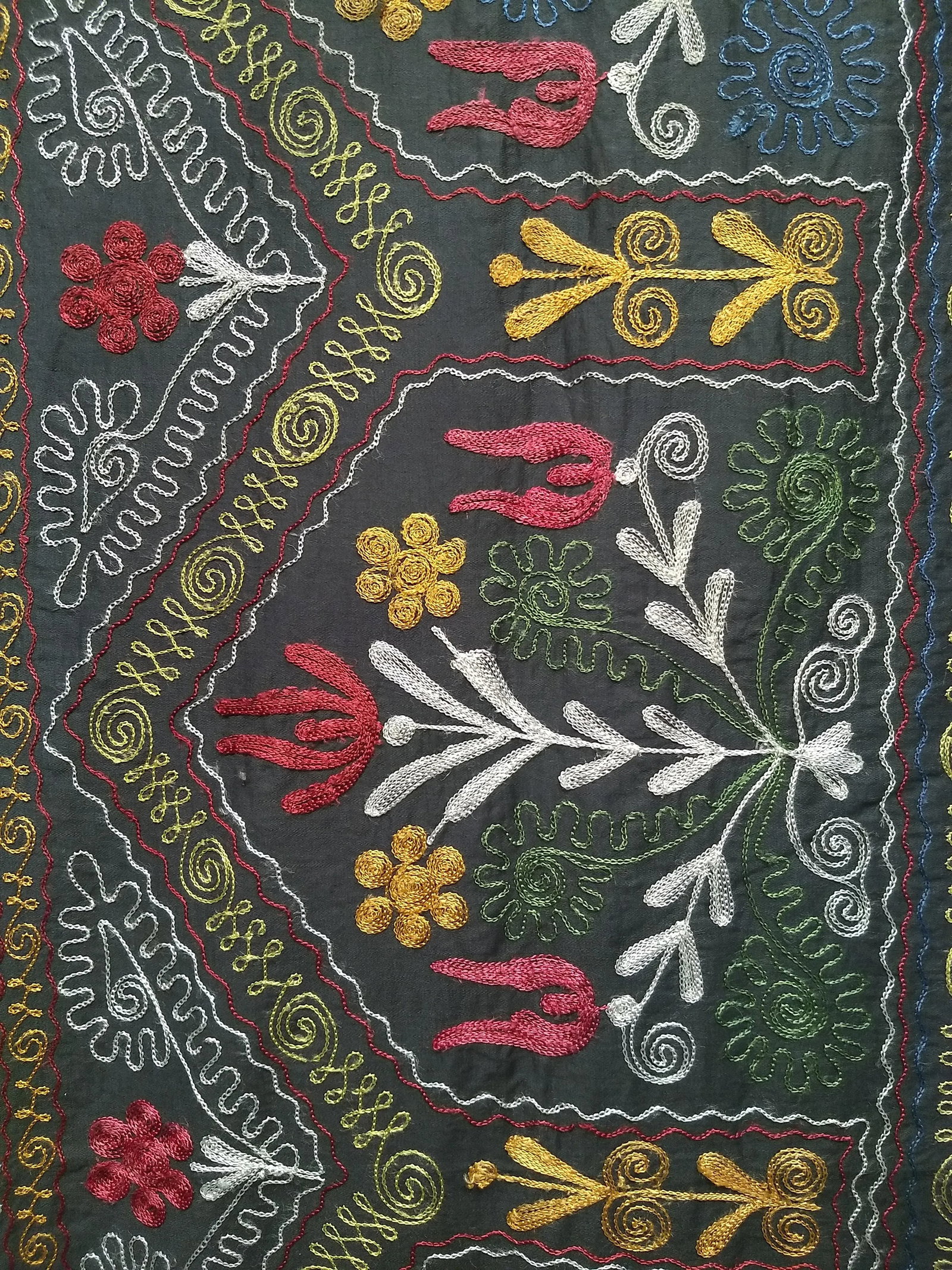 Vintage Suzani Embroidery Wall Hanging Art or Table Runner 1' 11" X 12' 9" - 8