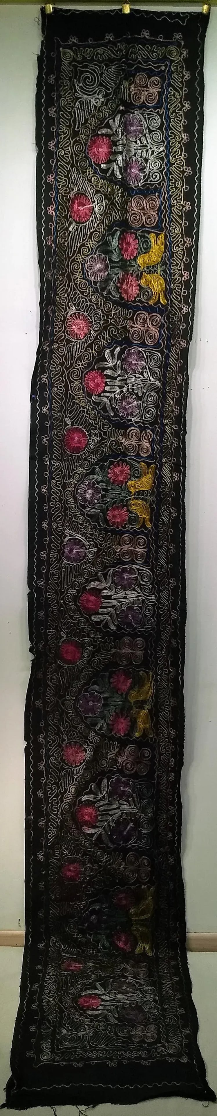 Vintage Suzani Embroidery Wall Hanging Art or Table Runner 1' 8" X 12' 3" - 2