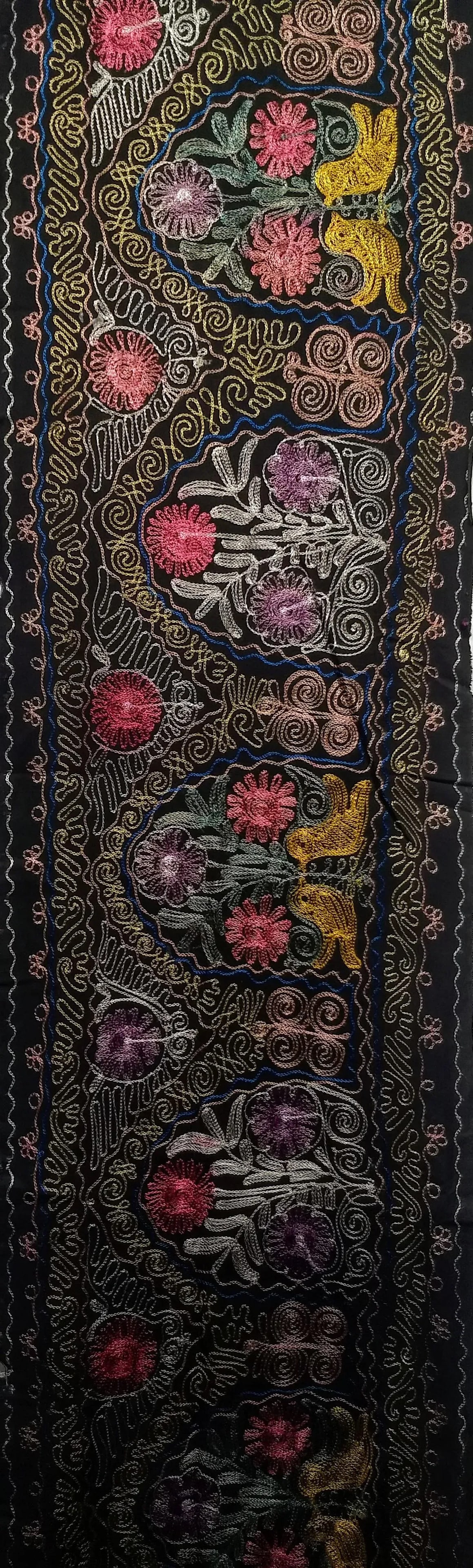 Vintage Suzani Embroidery Wall Hanging Art or Table Runner 1' 8" X 12' 3" - 3