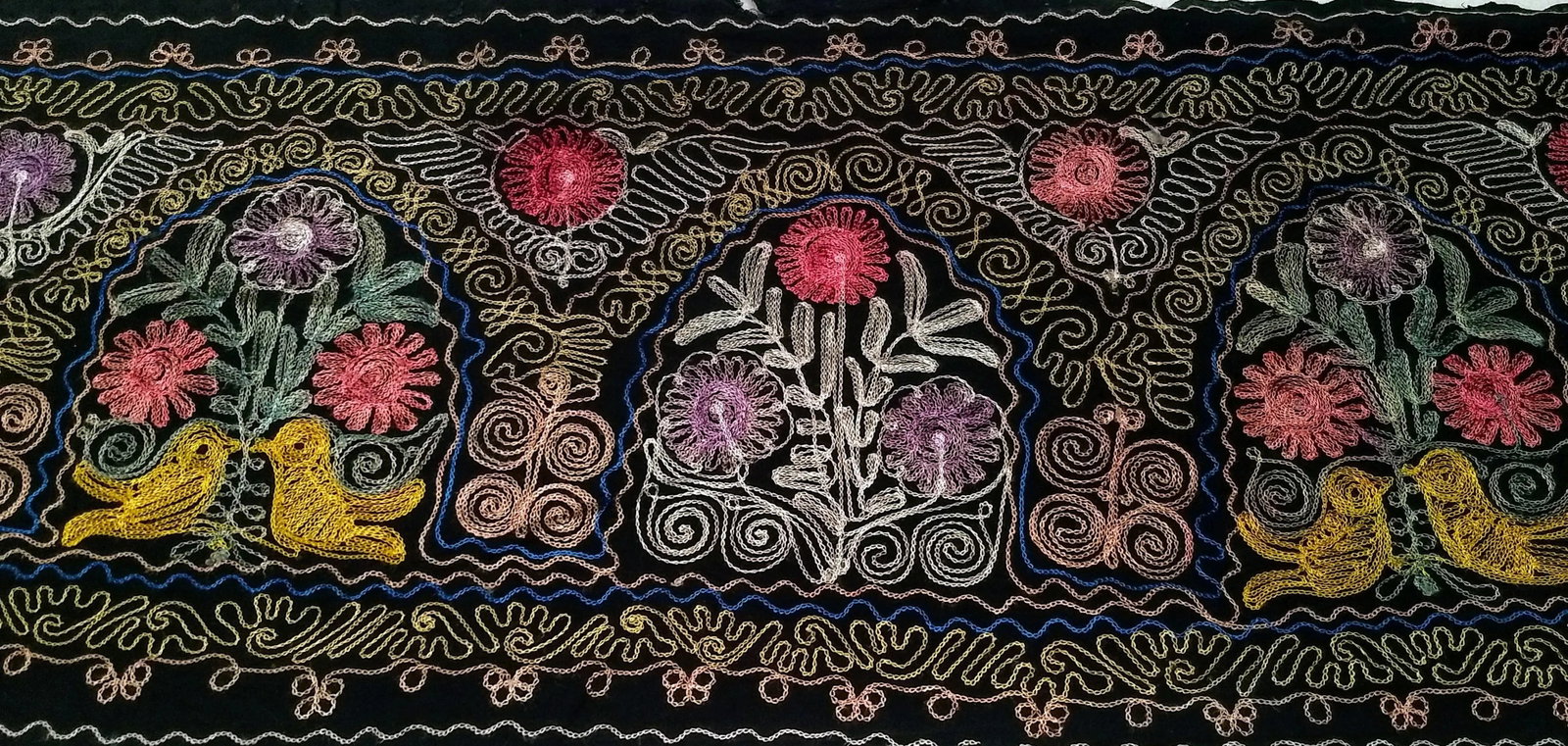 Vintage Suzani Embroidery Wall Hanging Art or Table Runner 1' 8" X 12' 3" - 8