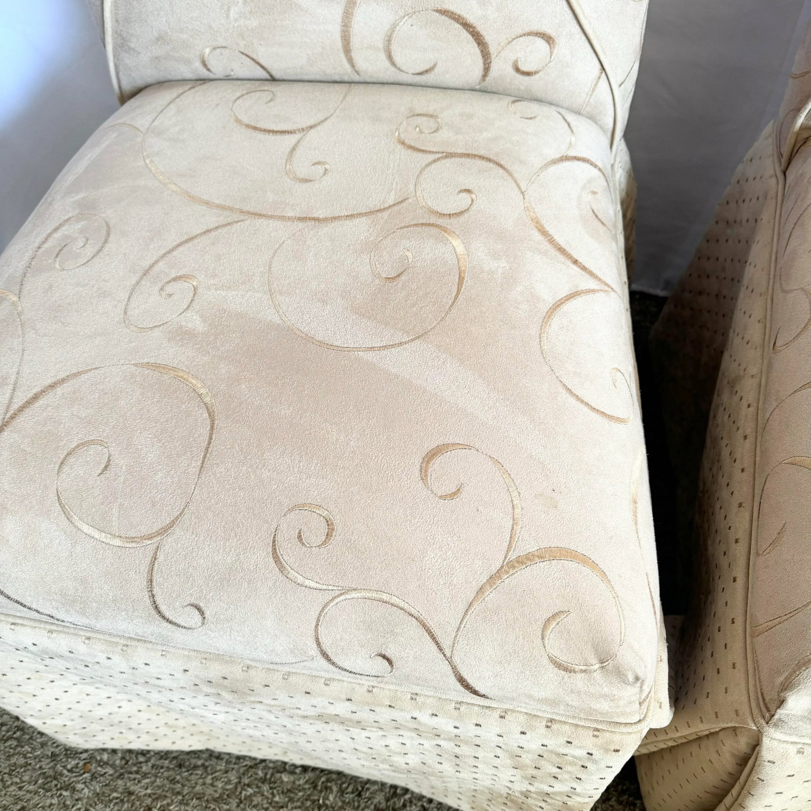 Regency Tan and Gold Fabric Skirted Dining Chairs - Set of 6 - 5