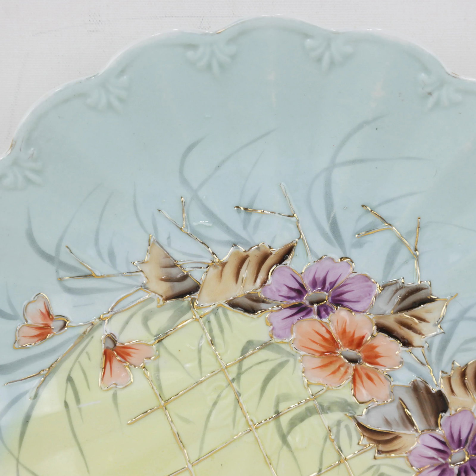 Set of Two Vintage Hand-Painted Porcelain Serving Trays With Floral Design - 4