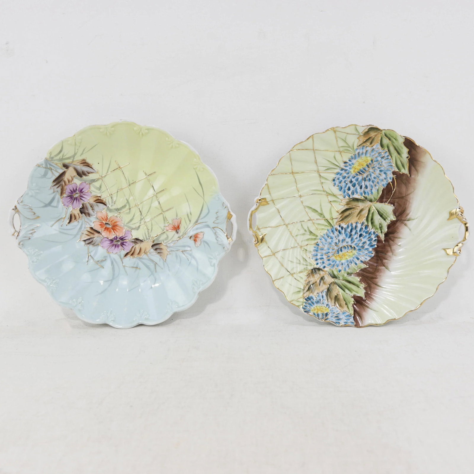 Set of Two Vintage Hand-Painted Porcelain Serving Trays With Floral Design - 9