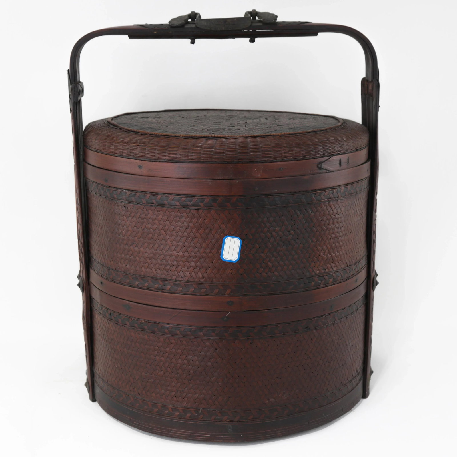 Large Chinese Two-Tier Woven Bamboo Wedding Basket With Double Happiness Symbol - 12