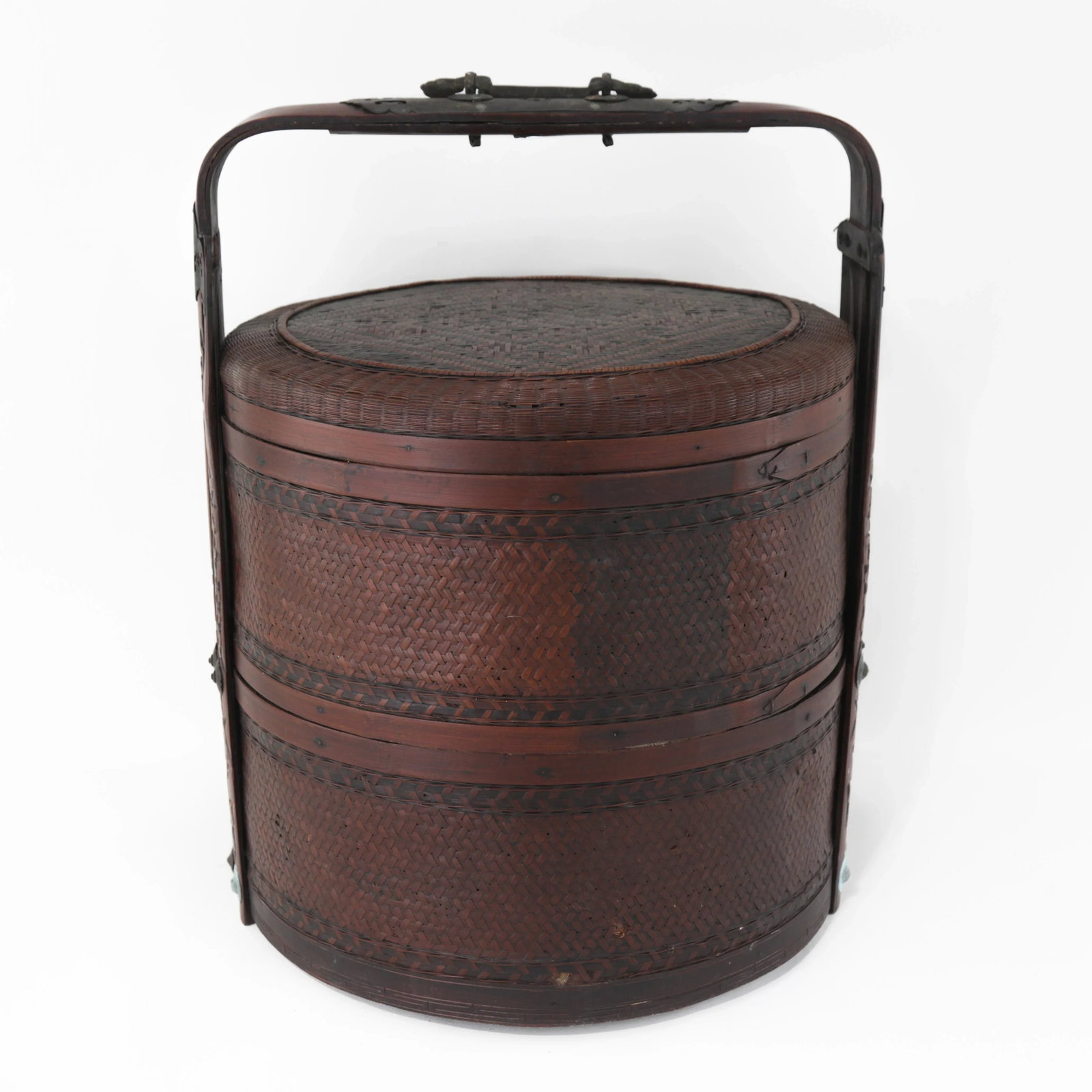Large Chinese Two-Tier Woven Bamboo Wedding Basket With Double Happiness Symbol - 5