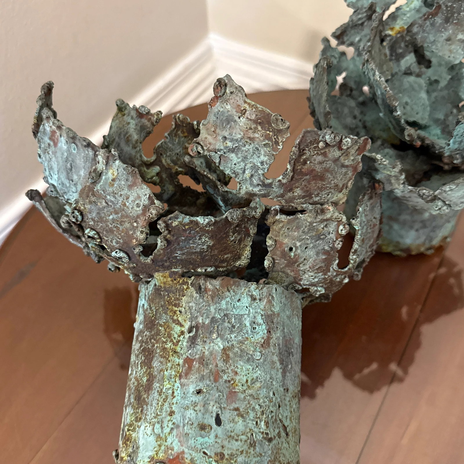 Early 21st Century Bronze Artist Made Brutalist Style Flower Sculpture- A Pair - 8