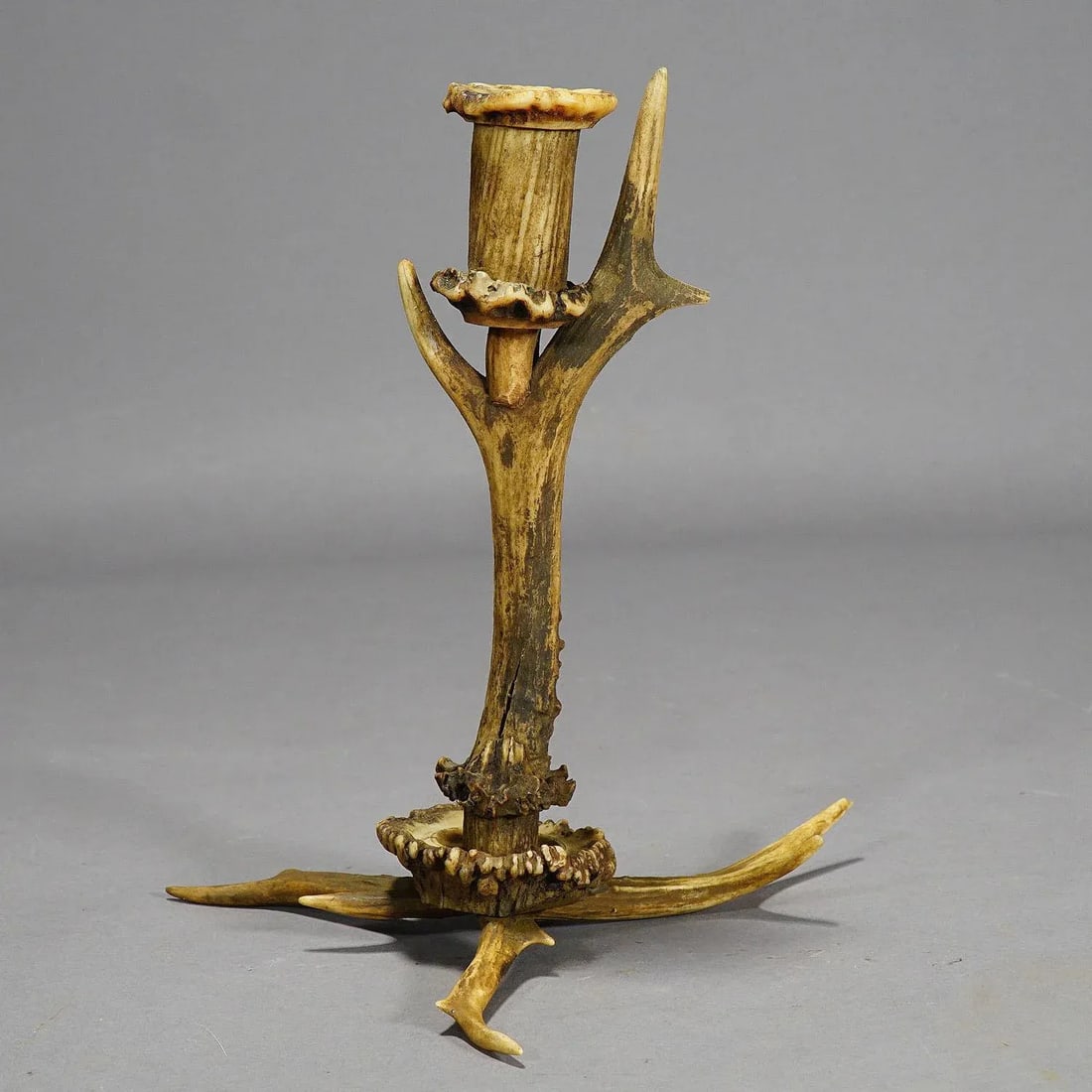 Stylish Cabin Decor Antler Candlestick, Germany Ca. 1900 - 2