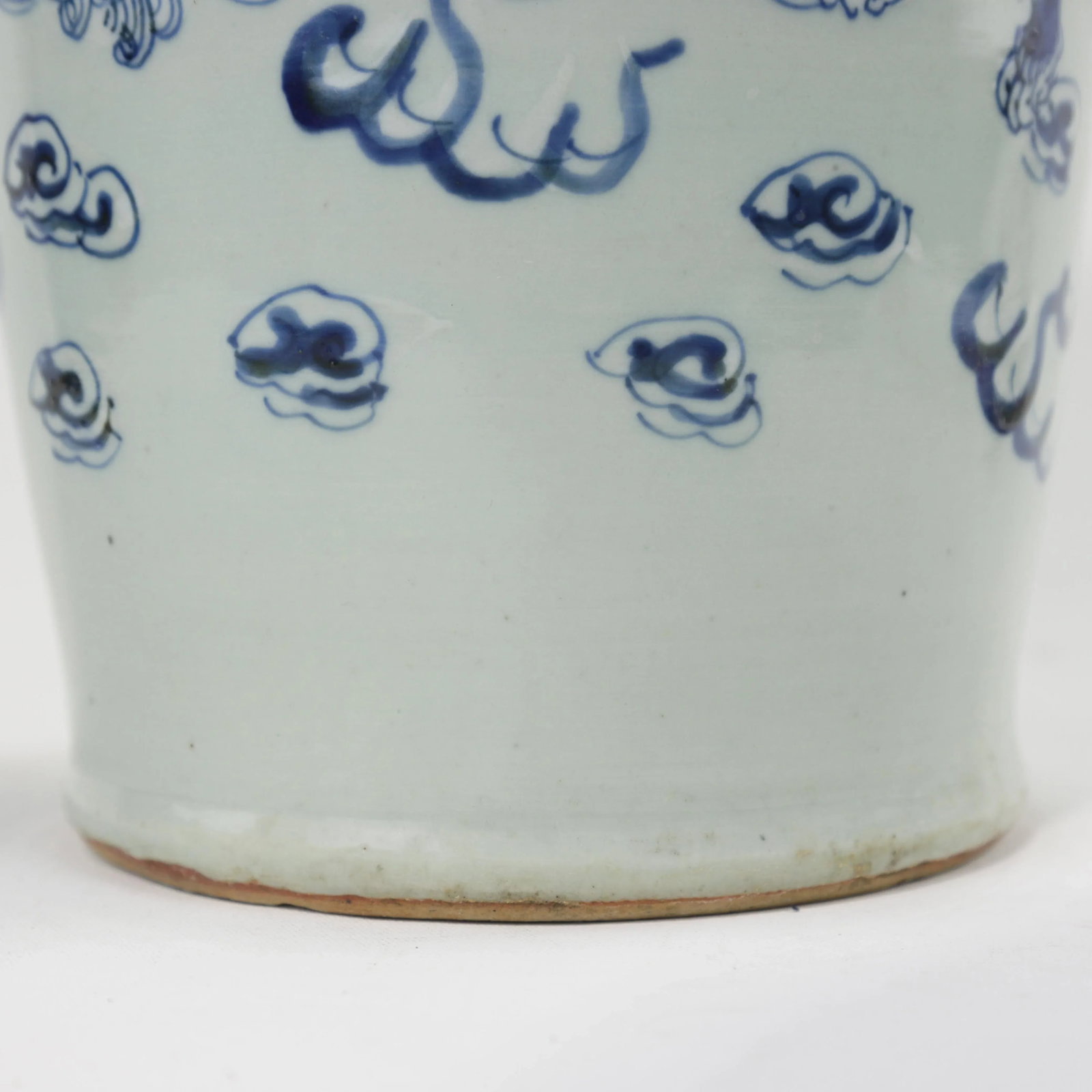 Chinese Blue and White Porcelain Vase With Foo Lions and Cloud Motif - 8