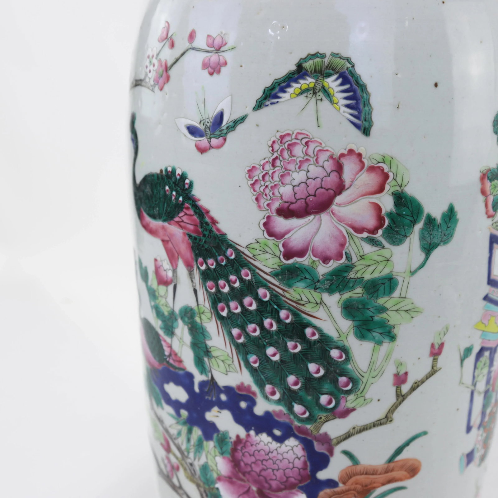 Chinese Famille Rose Porcelain Palace Vase With Scholar's Objects - 10