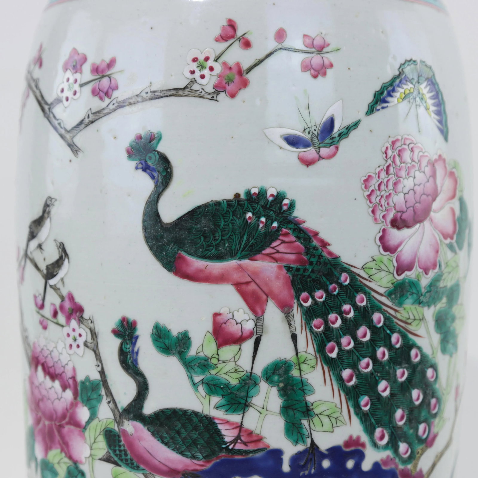 Chinese Famille Rose Porcelain Palace Vase With Scholar's Objects - 8